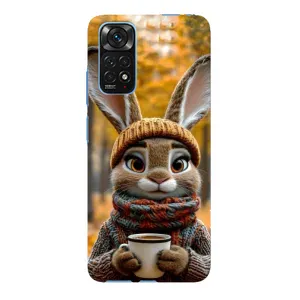 Печатный чехол «Зверята с кофе» для Xiaomi Redmi Note 11E Pro (Зайчик с кофе)