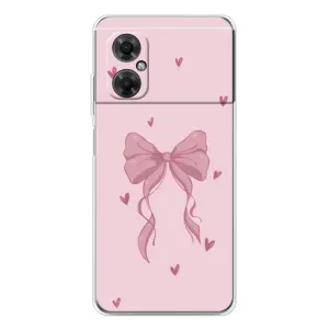 Чехол банты для Xiaomi Redmi Note 11R (Бант на розовом)