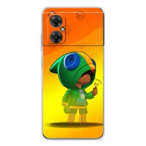 Чехол Бравл Старс для Xiaomi Redmi Note 11R (LEON в кофте)