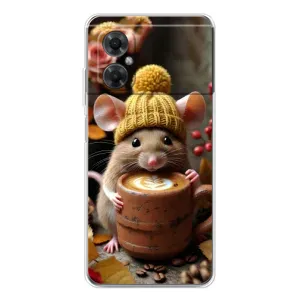 Печатный чехол «Зверята с кофе» для Xiaomi Redmi Note 11R (Мышка с кофе)