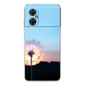 Силиконовый Чехол с одуванчиками на Xiaomi Redmi Note 11R (Закат с одуванчиком)