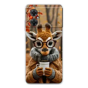 Печатный чехол «Зверята с кофе» для Xiaomi Redmi Note 11R (Жираф с кофе)