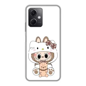 Чехол с принтом Лабубу для Xiaomi Redmi Note 12 (5G) (Белый Лабубу)