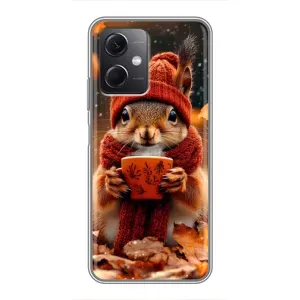 Печатный чехол «Зверята с кофе» для Xiaomi Redmi Note 12 (5G) (Белка с кофе)