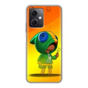 Чехол Бравл Старс для Xiaomi Redmi Note 12 (5G) (LEON в кофте)