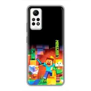 Чехлы для Xiaomi Redmi Note 12 Pro (4g) (Персонажи Майн Крафт) (Герой Майнкрафт)