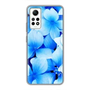 Силіконовий бампер з принтом (квіточки) на Редмі Нот 12 Про (4g) (Сині квіти)