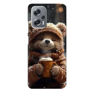 Печатный чехол «Зверята с кофе» для Xiaomi Redmi Note 12 Pro Plus (Медвежонок с кофе)