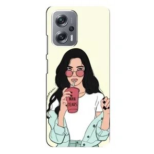 Силиконовый Чехол на Xiaomi Redmi Note 12 Pro Plus с картинкой Стильных Девушек (С напитком)