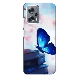 Силиконовый бампер с картинкой животных для Xiaomi Redmi Note 12 Pro (5g) (Бабочка синяя)
