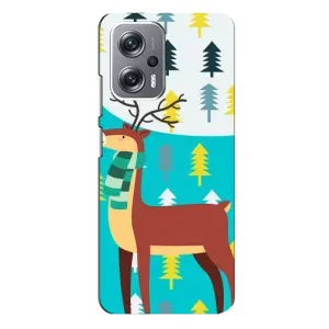 Силиконовый бампер с картинкой животных для Xiaomi Redmi Note 12 Pro (5g) (Олень с шарфом)