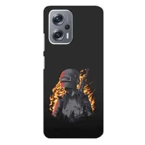 Силиконовый чехол с картинкой "Герой Pubg" на Xiaomi Redmi Note 12 Pro (5g) (В огне)