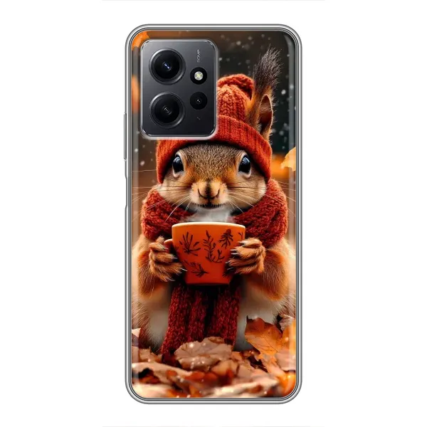 Чехол с рисунком «Белка с кофе» для Xiaomi Redmi Note 12 Чехол с рисунком «Белка с кофе» для Xiaomi Redmi Note 12