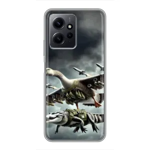 Чехол с мемами тралалело тралала для Xiaomi Redmi Note 12 (Гусини и крокодило)