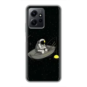 Силиконовый Чехол с принтом "Космонавты" на Xiaomi Redmi Note 12 (Космонавт на рыбалке)