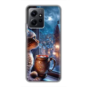 Чехлы на Новый Год Xiaomi Redmi Note 12 (Кот новогодний)
