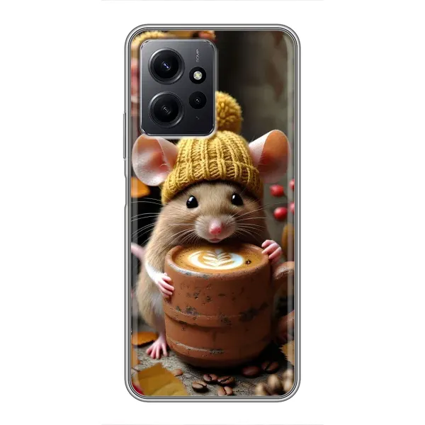 Чехол с рисунком «Мышка с кофе» для Xiaomi Redmi Note 12 Чехол с рисунком «Мышка с кофе» для Xiaomi Redmi Note 12