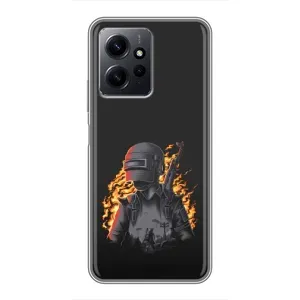Силиконовый чехол с картинкой "Герой Pubg" на Xiaomi Redmi Note 12 (В огне)