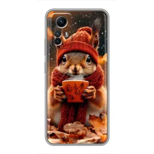 Печатный чехол «Зверята с кофе» для Xiaomi Redmi Note 12s (Белка с кофе)