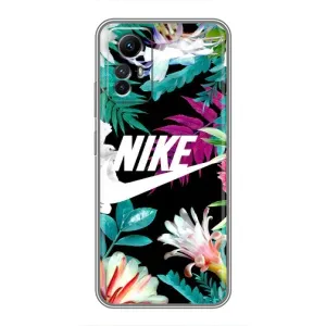 Силиконовый Чехол на Xiaomi Redmi Note 12s с картинкой Nike (Цветочный Nike)