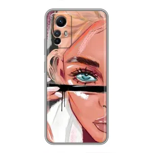Силиконовый Чехол на Xiaomi Redmi Note 12s с картинкой Стильных Девушек (Девушка и ресницы)