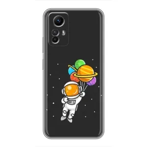 Силіконовый Чохол з принтом "Космонавти" на Xiaomi Redmi Note 12s (Космонавт з кульками)