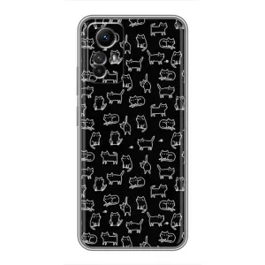 Чехол на тематику: Коты для Xiaomi Redmi Note 12s (Котики на черном)