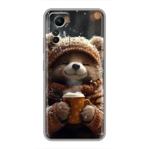 Печатный чехол «Зверята с кофе» для Xiaomi Redmi Note 12s (Медвежонок с кофе)