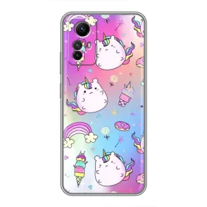 Чехол Unicorn на Xiaomi Redmi Note 12s (Радуга и Единорог)