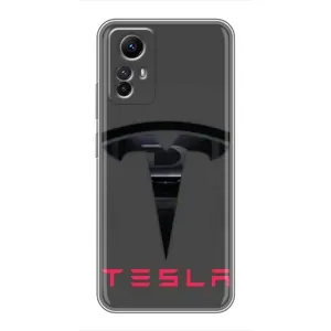 Силіконовий бампер з картинкою машини на Xiaomi Redmi Note 12s (Logo TESLA)