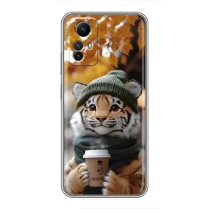 Печатный чехол «Зверята с кофе» для Xiaomi Redmi Note 12s (Тигр с кофе)