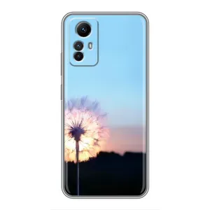 Силиконовый Чехол с одуванчиками на Xiaomi Redmi Note 12s (Закат с одуванчиком)