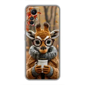 Печатный чехол «Зверята с кофе» для Xiaomi Redmi Note 12s (Жираф с кофе)