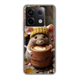 Печатный чехол «Зверята с кофе» для Xiaomi Redmi Note 13 (5G) (Мышка с кофе)