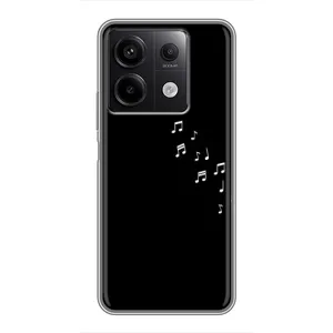 Чехол с картинками на черном фоне для Xiaomi Redmi Note 13 (5G) (Ноты)