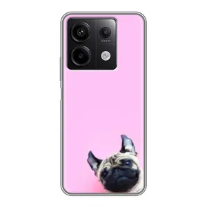Бампер для Xiaomi Redmi Note 13 (5G) с картинкой "Песики" (Собака на розовом)