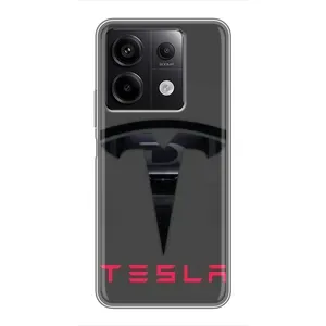 Силиконовый бампер с картинкой машины на Xiaomi Redmi Note 13 (5G) (Logo TESLA)