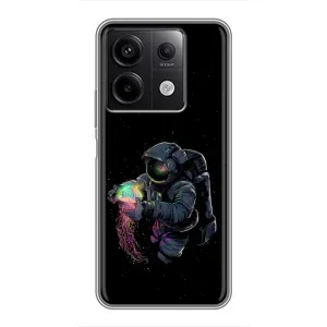 Силіконовый Чохол з принтом "Космонавти" на Xiaomi Redmi Note 13 (5G) (В руках земля)