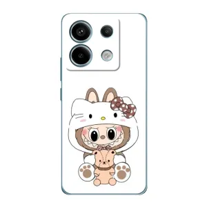 Чехол с принтом Лабубу для Xiaomi Redmi Note 13 Pro (5G) (Белый Лабубу)