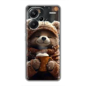 Печатный чехол «Зверята с кофе» для Xiaomi Redmi Note 13 Pro Plus (Медвежонок с кофе)