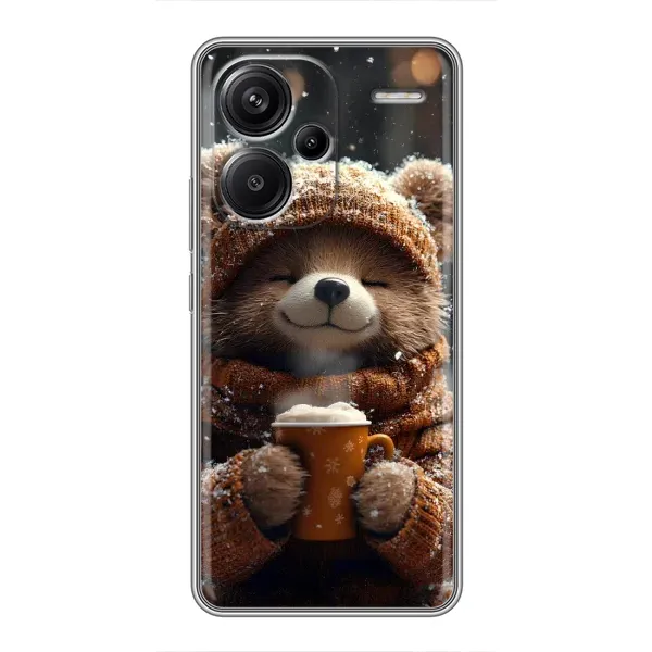 Чехол с рисунком «Медвежонок с кофе» для Xiaomi Redmi Note 13 Pro Plus