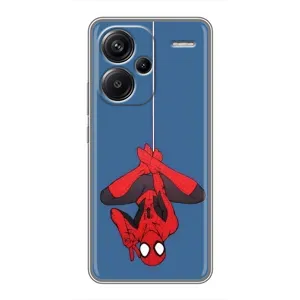 Чехол Супергерой Человека Паука на Xiaomi Redmi Note 13 Pro Plus (На паутине)