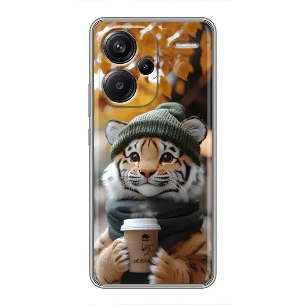 Чехол с рисунком «Тигр с кофе» для Xiaomi Redmi Note 13 Pro Plus