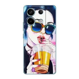 Чехол с картинкой Модные Девчонки Xiaomi Redmi Note 13 Pro (4G) (Девушка с коктейлем)