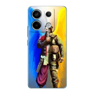 Чехол с картинкой (Патриотический КОЗАК) на Xiaomi Redmi Note 13 Pro (4G) (Козак с крыльями)