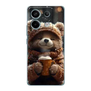 Печатный чехол «Зверята с кофе» для Xiaomi Redmi Note 13 Pro (Медвежонок с кофе)