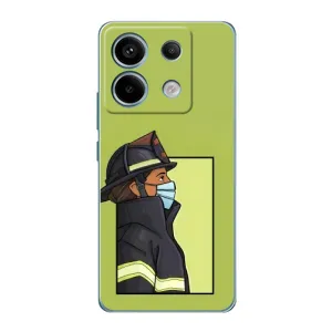 Силиконовый бампер (Работники) на Xiaomi Redmi Note 13 Pro (4G) (Пожарник)