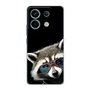Силиконовый Чехол с Енотами на Xiaomi Redmi Note 13 Pro (Стильный Енот)