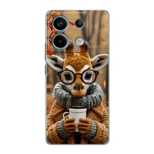Печатный чехол «Зверята с кофе» для Xiaomi Redmi Note 13 Pro (Жираф с кофе)