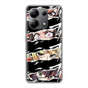 Силиконовые чехлы с глазами Anime для Редми Нот 13 (4G) (Глаза на чорном)